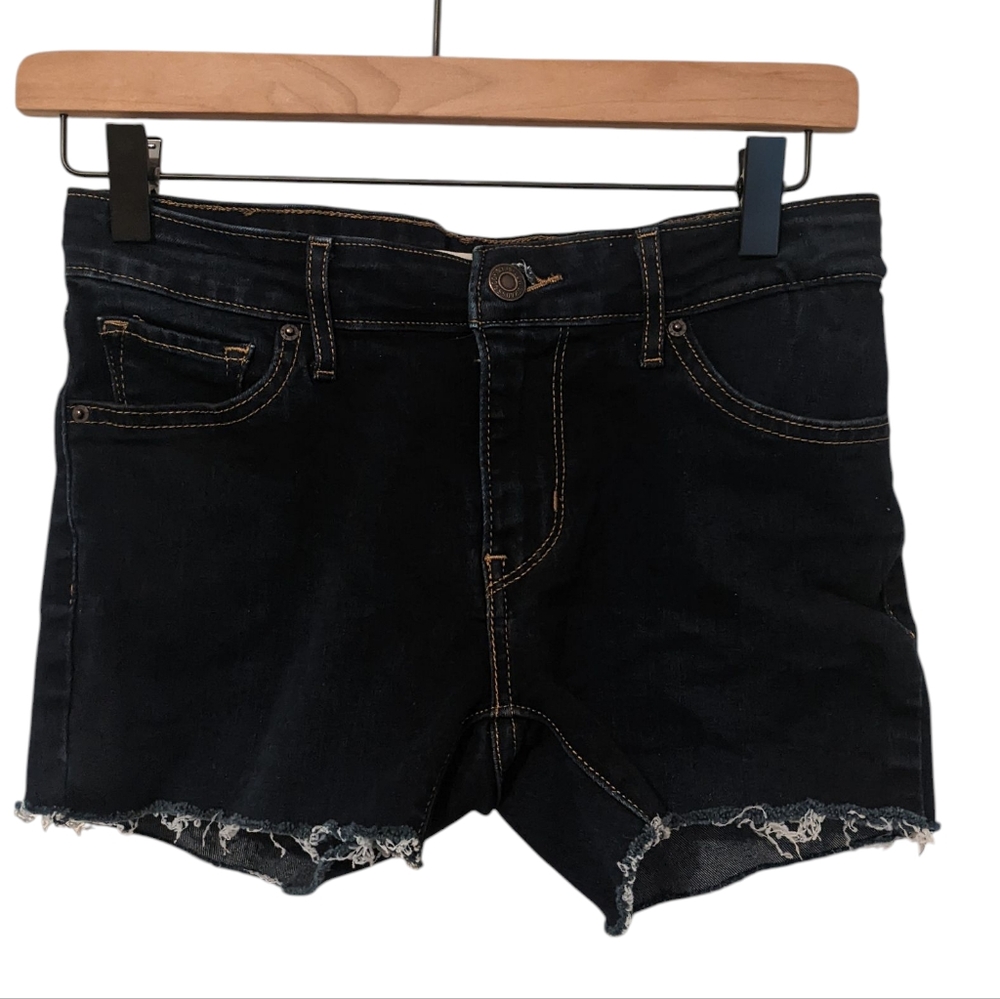 Levi's 711 Denim Jean Shorts Cutoff High Waist Dark Wash Size 26